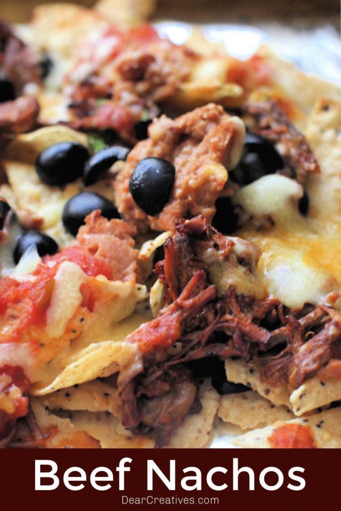 beef nachos - nachos made with cooked shredded beef © DearCreatives.com