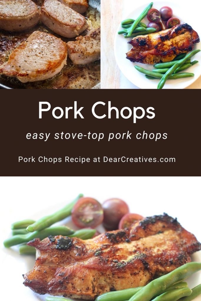 Pork Chops Recipe - Easy Stovetop pork chops will have you able to get your dinner on the table in under 30 minutes! DearCreatives.com