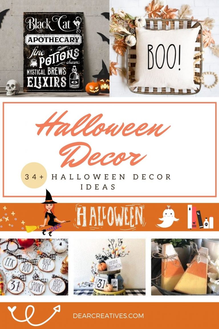 Halloween Decor - Cute, spooky, vintage, farmhouse... find 34+ Halloween decor ideas to easily decorate your home for Halloween! DearCreatives.com