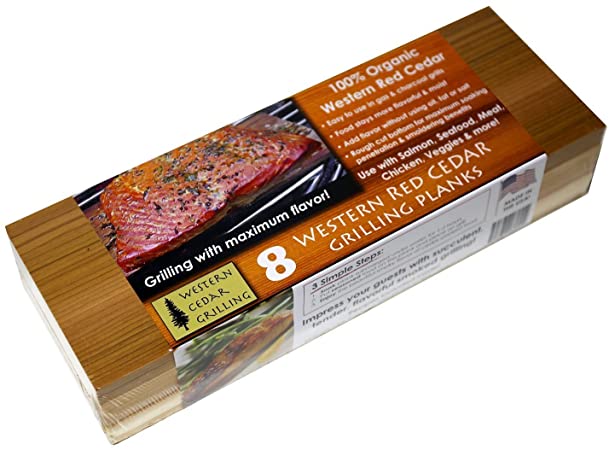8 Cedar LONG Grilling Planks (10 PACK - 8 + 2 BONUS Short planks!) - Perfect for SALMON, FISH, STEAK, VEGGIES and more. MADE IN USA! Re-use several times. FAST soaking.
