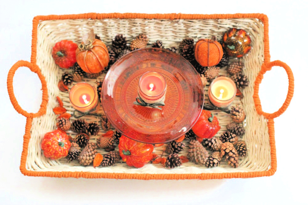 Fall Basket that was painted and has fall decor added - DIY Fall Decor - DearCreatives.com