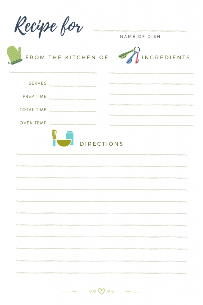 Recipe Template, Editable Family Recipe Cards, Printable Recipe