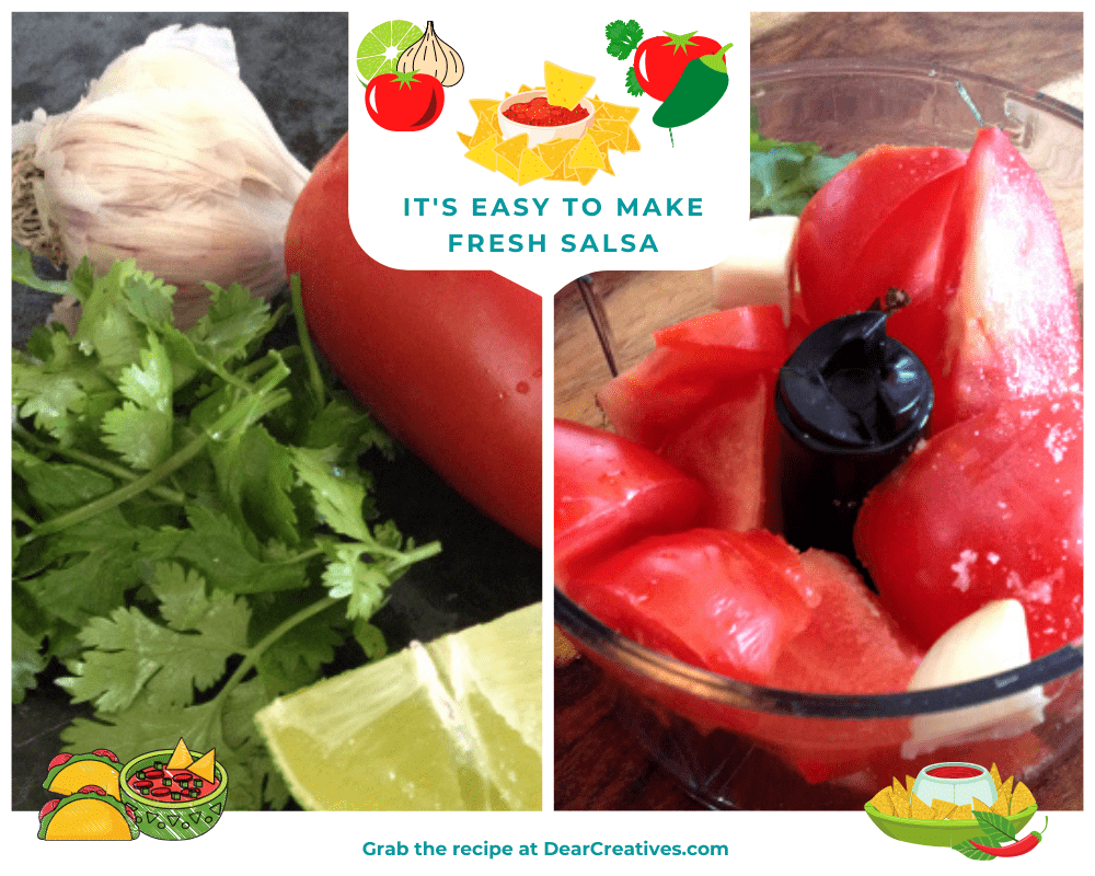 Tomatoes, cilantro, lime and garlic - making salsa - DearCreatives.com