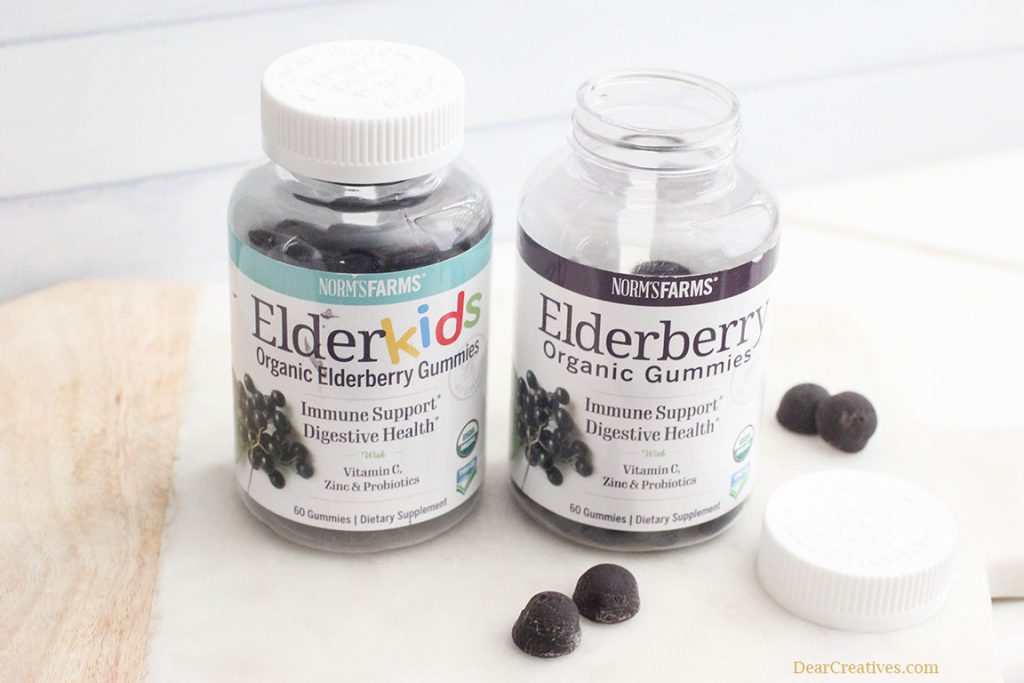 Norm's Farms Elderberry Organic Gummies and Norm's Farms Elderkids Organic Elderberry Gummies © DearCreatives.com Theresa Huse