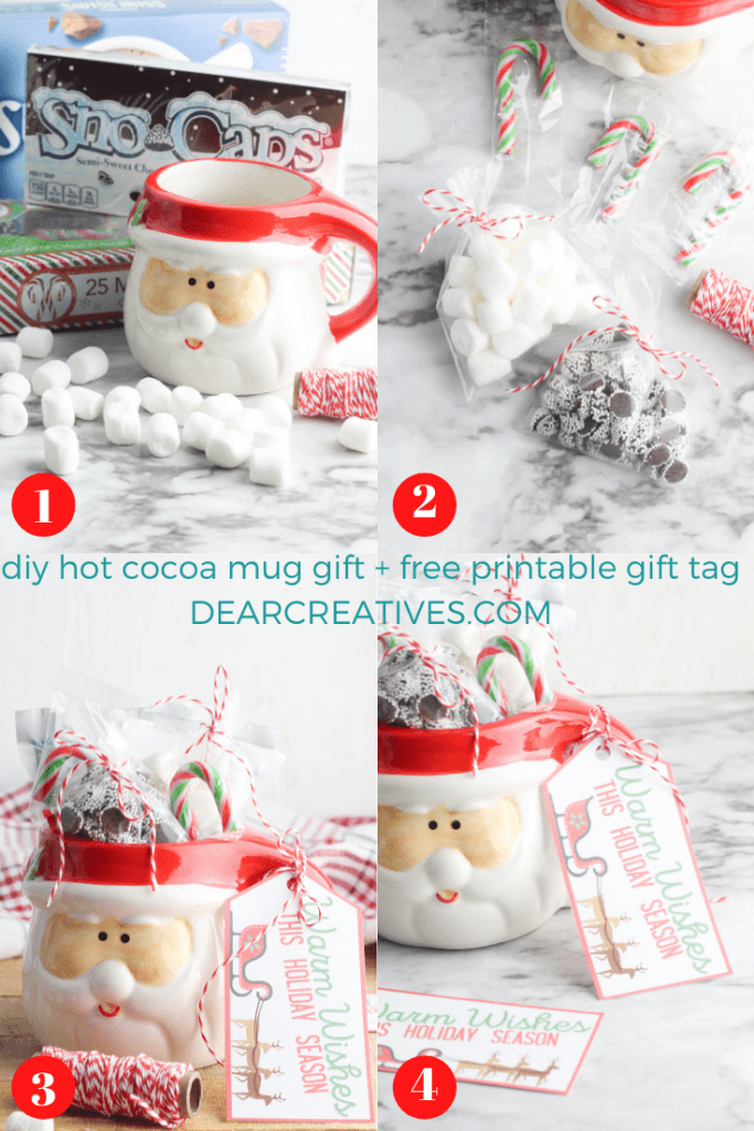 Are you looking for an affordable Christmas gift idea_ Make cute and tasty mug gifts! DIY and free printable gift tag at DearCreatives.com