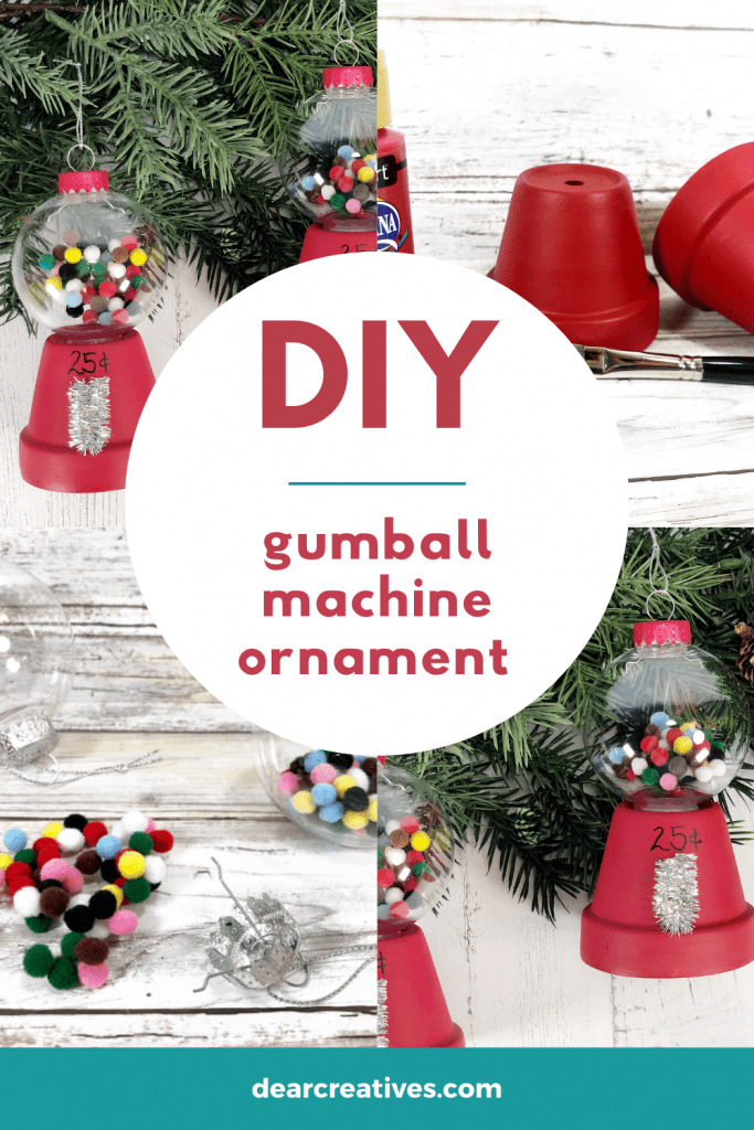 DIY Christmas Ornament - Gumball Machine Ornament - fun and easy ornament craft for adults, teens and kids with help. DearCreatives.com