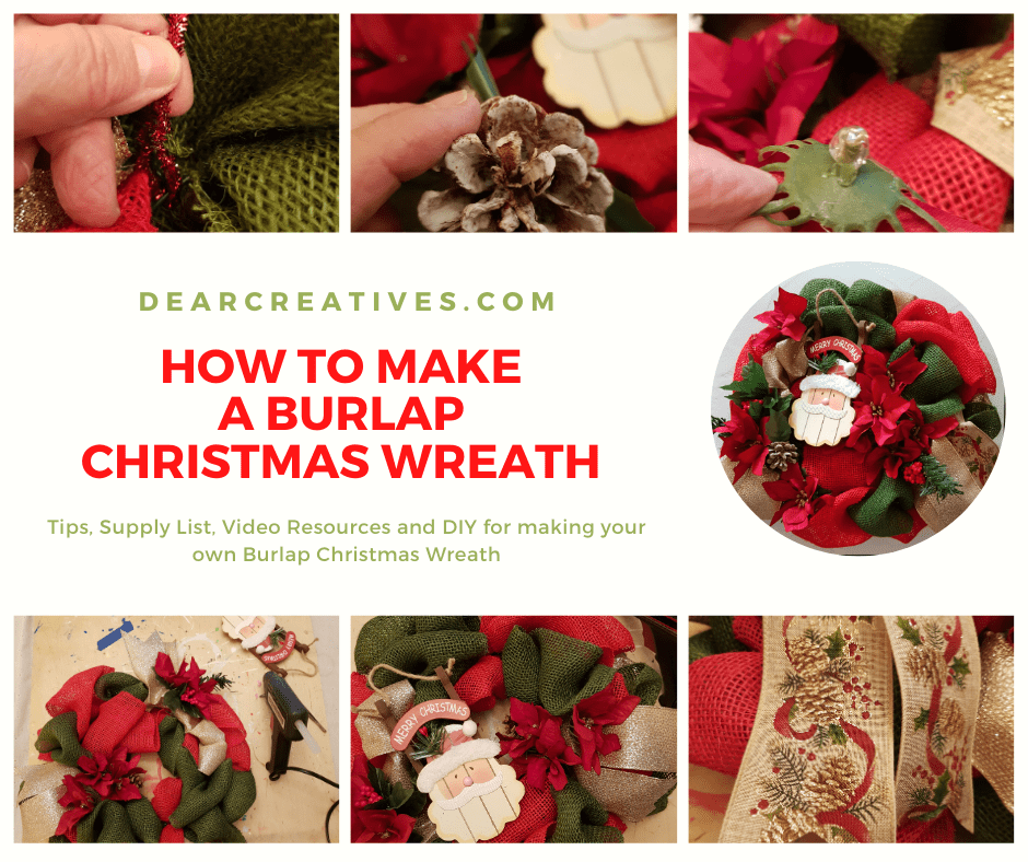 How to make a Christmas burlap wreath. You can make this two color burlap wreath or make it one color, then decorate the wreath for Christmas. DearCreatives.com