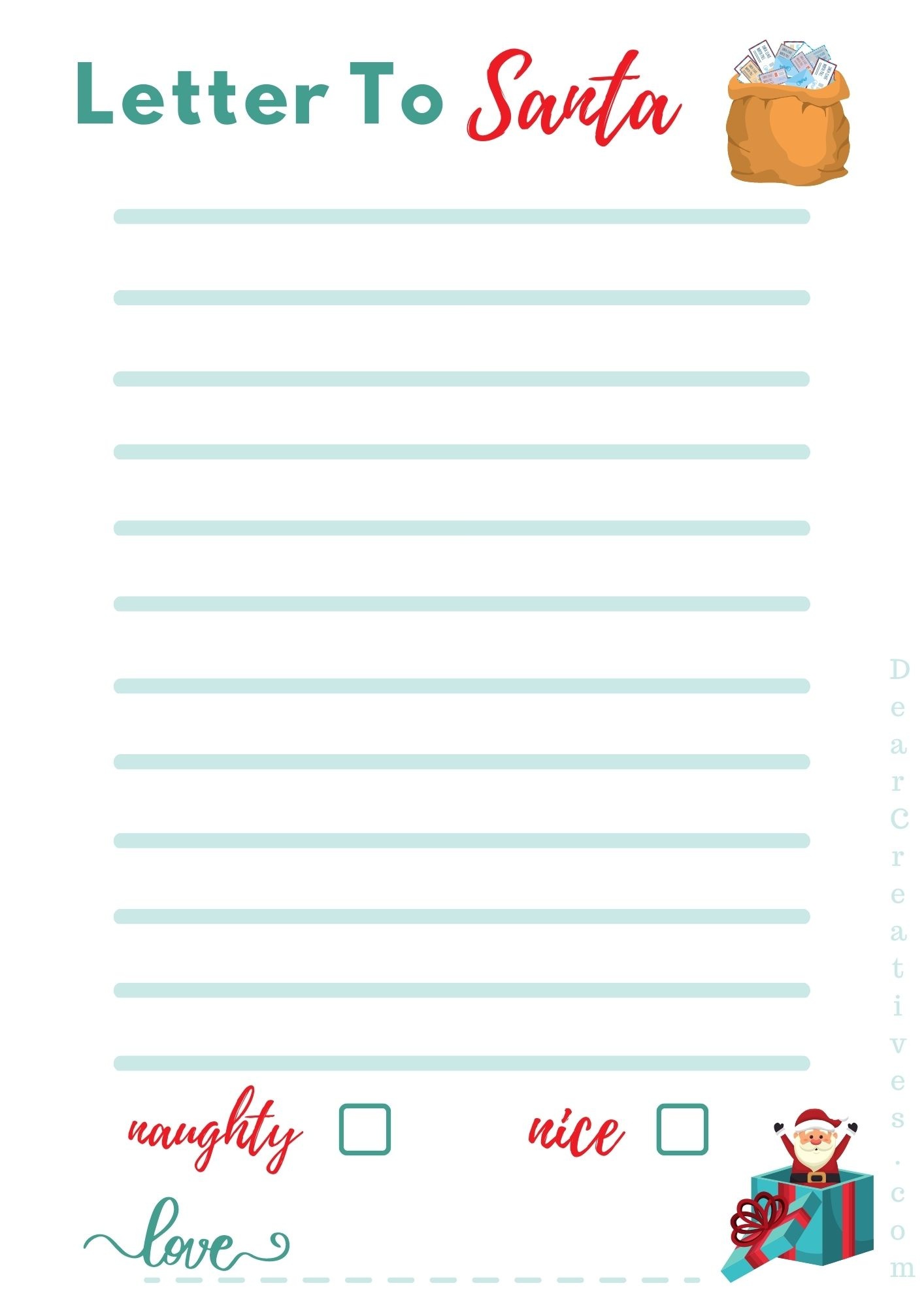 Letter To Santa – Template Printable