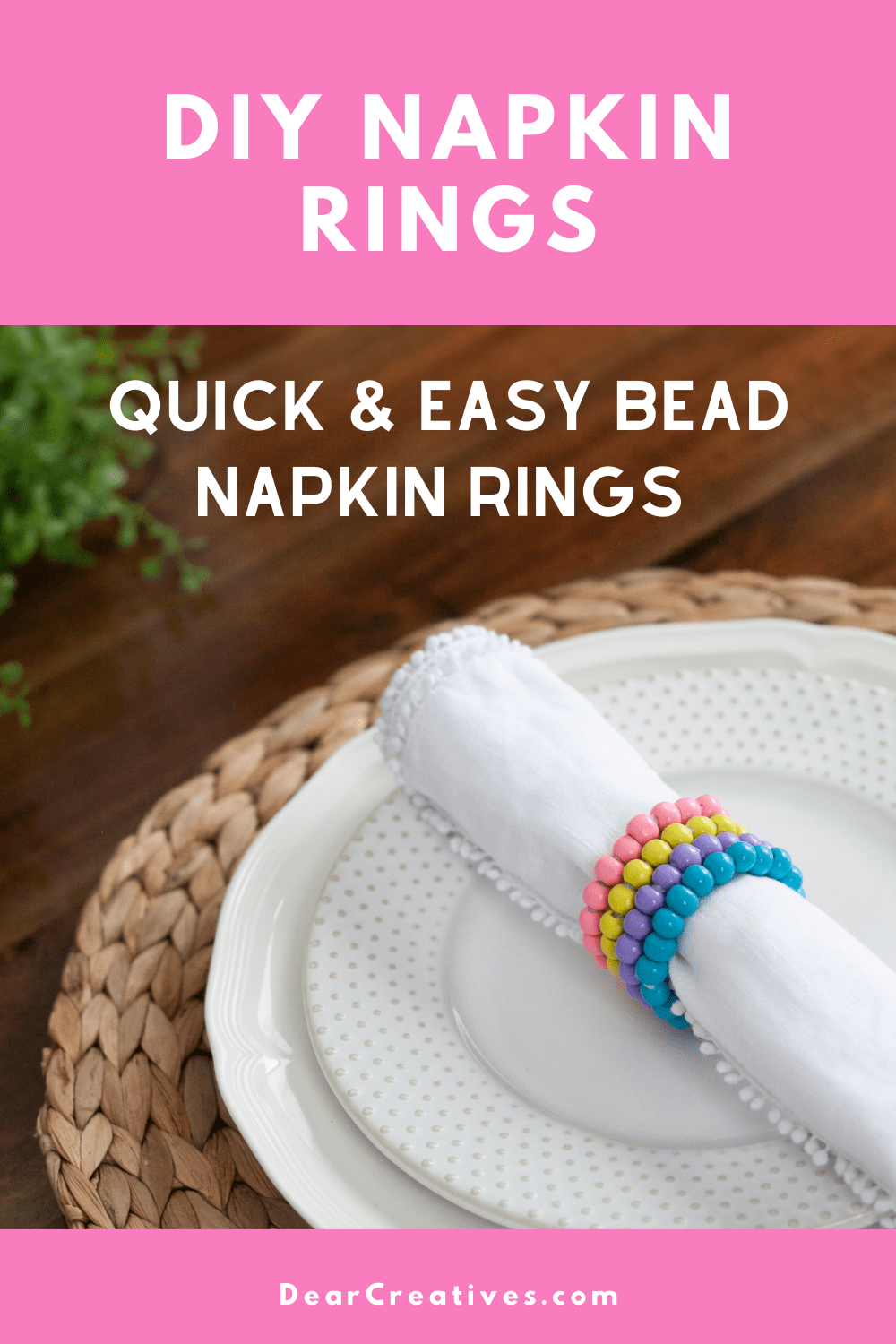 Farmhouse Valentines Wood Bead Napkin Rings - DIY Beautify