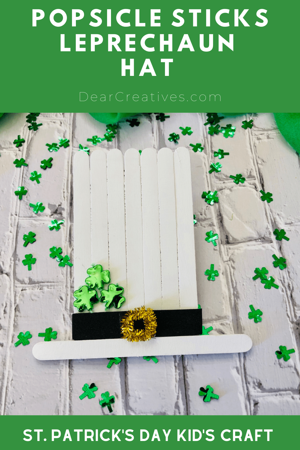 Popsicle Stick Leprechaun Hat St. Patrick's Day Kid's Craft Dear Creatives