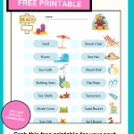 Beach Scavenger Hunt Printable - Beach Activity For Kids - Print the printable in PDF or PNG format and take it with you for a fun kids activity at the beach! DearCreatives.com