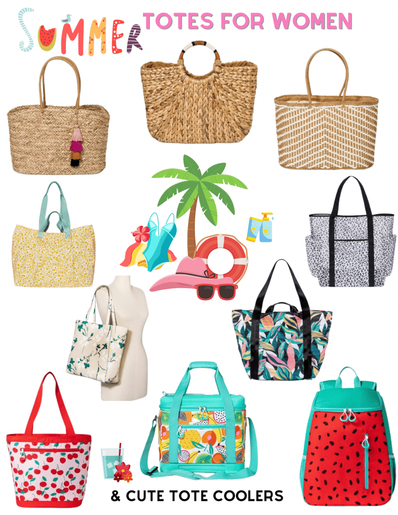 Tote bags And Cooler Totes - Styles women will love to carry to the park, pool, beach or for traveling - See the styles at DearCreatives.com