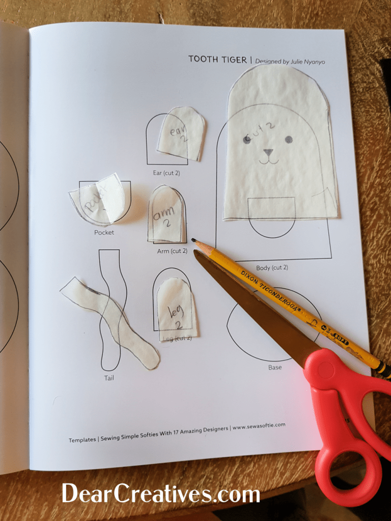 Tracing hand sewing template for a felt pattern from the craft book Sewing Simple Softies... DearCreatives.com