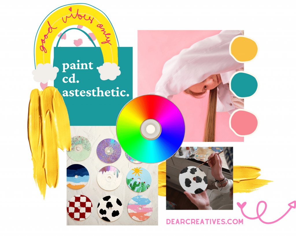 CDs Aesthetic - Instructions and tips for painting CDs. Fun and easy paint craft project. DIY - DearCreatives.com