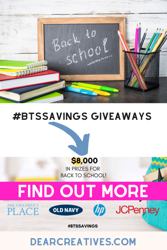 Back To School Savings Giveaways - See how to enter this giveaway for all your favorite places to shop for back to school! Find out more at DearCreatives.com