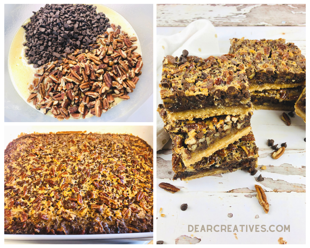 How to make chocolate pecan bars - recipe and instructions at DearCreatives.com
