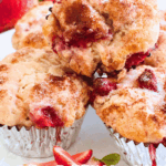 Strawberry Muffins - Enjoy these muffins with strawberries for breakfast, brunch, or a snack. Tasty and topped with cinnamon and sugar to compliment the flavors. Easy Strawberry Muffins Recipe DearCreatives.com