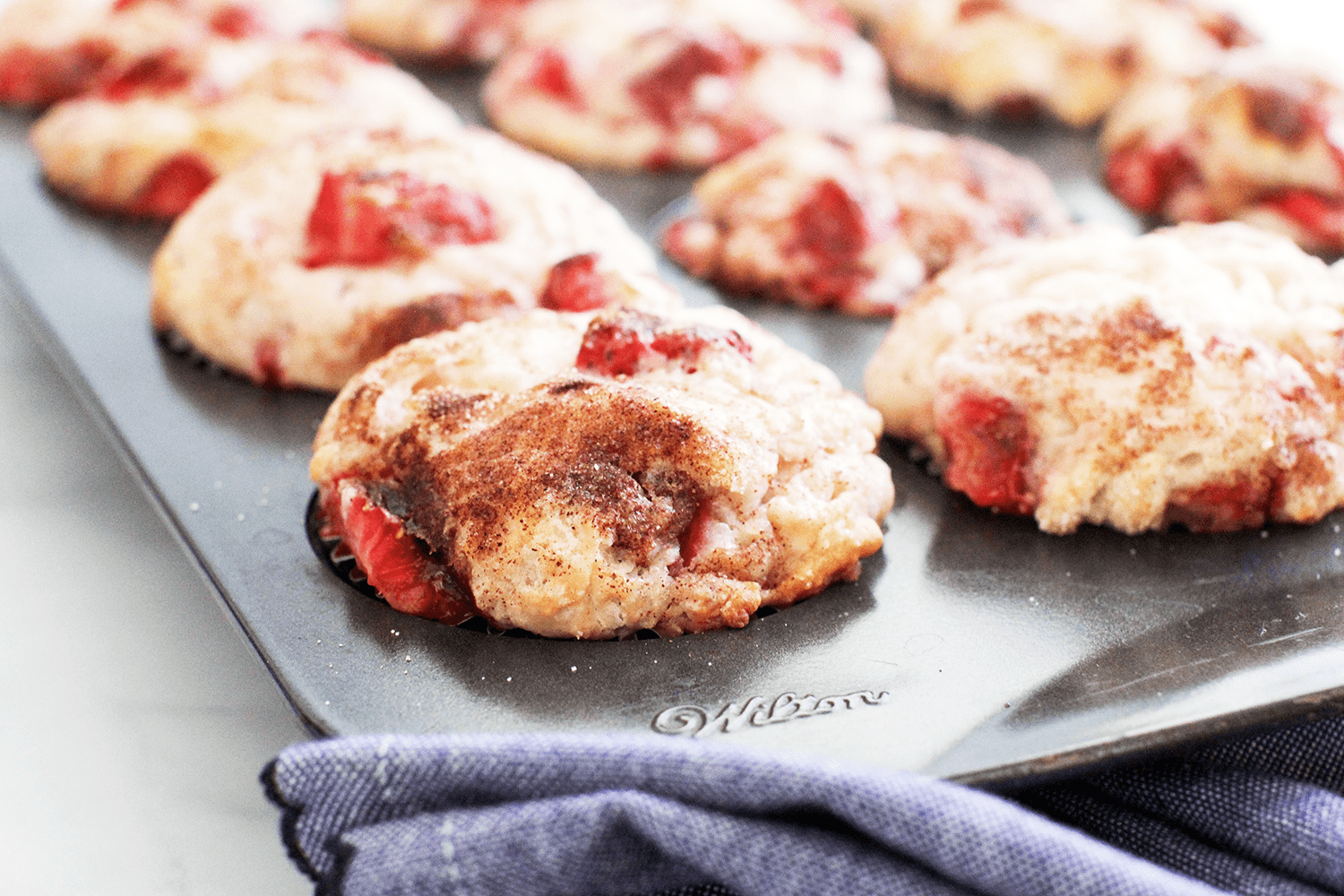 Strawberry muffins just baked and taken from the oven © DearCreatives.com