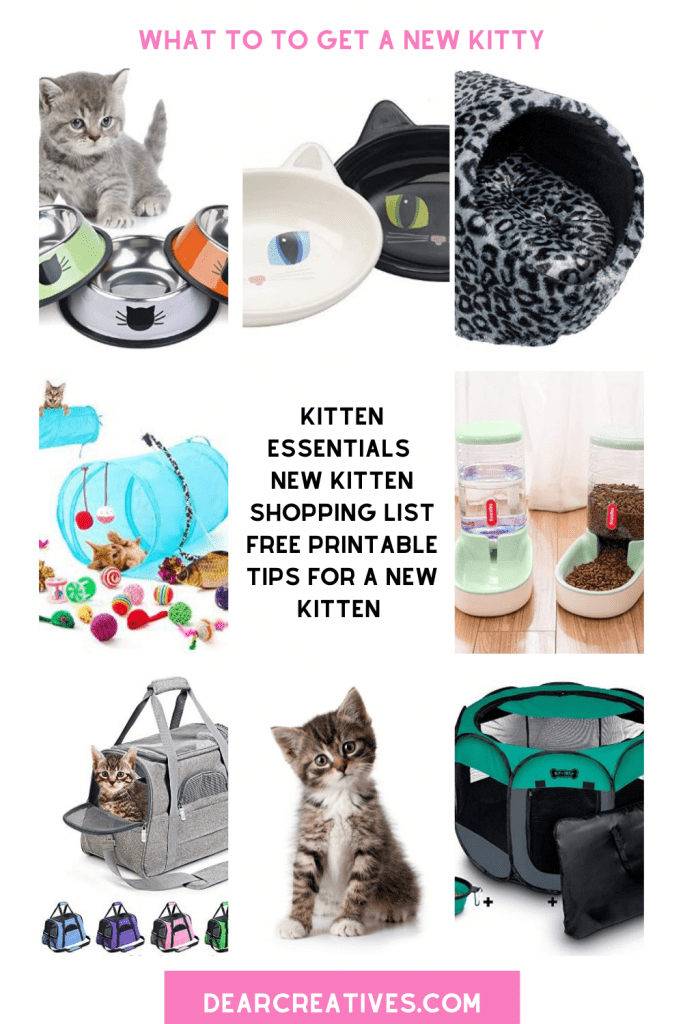 What To Get A New Kitty Kitten Essentials - New Kitten Shopping List and printable at DearCreatives.com