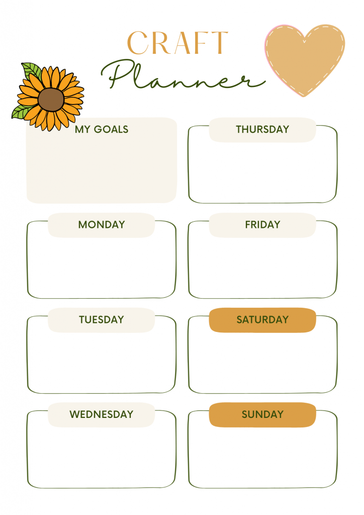 Craft Planner - fall - autumn with page for notes and supply list - For Personal Use Only - © 2021 DearCreatives.com