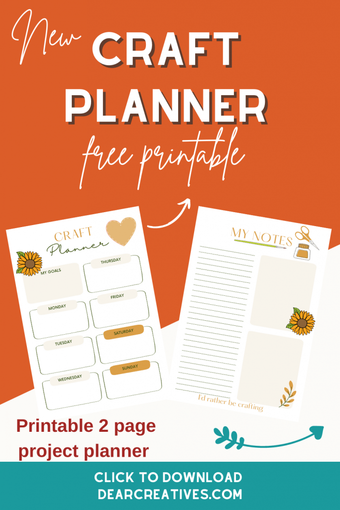 Craft Planner - Two Page Planner for keeping track of your projects. These are free printable planner pages that are perfect for crafters and people who love to DIY projects. DearCreatives.com