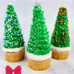 Christmas Tree Cupcakes - Christmas cupcakes decorated with Christmas trees. See how to make Christmas Tree Cupcakes, cupcakes decorated with sugar cones, frosting and sprinkles. Christmas Tree Cupcake Toppers. How-To Make Christmas Tree Cupcakes. DearCreatives.com