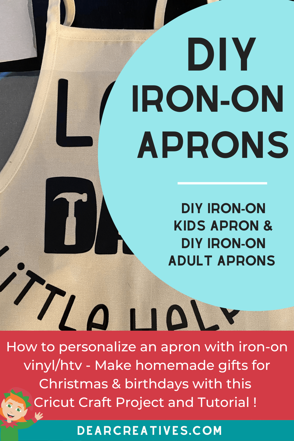 DIY Iron-On Apron Cricut Craft - Tutorial and tips for making personalized aprons with iron-on vinyl -htv. - DearCreatives.com