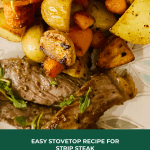 Strip Steak Recipe - make this steak and potatoes dinner in one pan under 30 minutes! Great for any night of the week! . DearCreatives.com