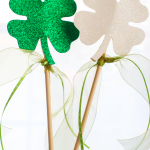 DIY Shamrock Wands - St. Patrick's Day Craft - Make these two-sided wands with ribbons for St. Patrick's Day decorations or to hold at St. Patrick's Day parades. Tutorial and clover templates. This is a fun and easy St. Patrick's Day craft! DearCreatives.com