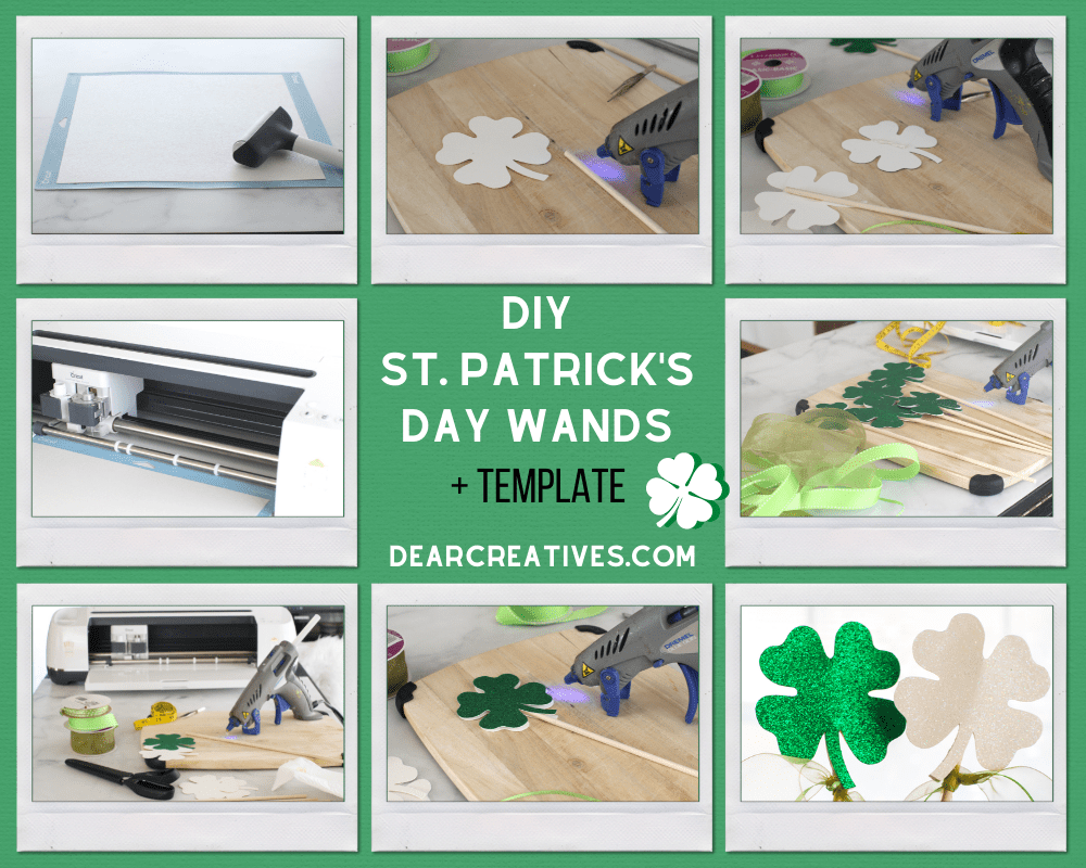 DIY St. Patrick's Day Craft - Shamrock (clover) Fairy Wands - Step-by-Step Instructions + Template DearCreatives.com