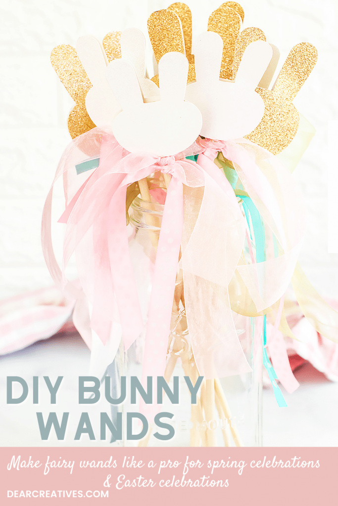 DIY Bunny Wands - Make Easter bunny wands they are a fun and easy bunny craft. Includes instructions and bunny head templates. DearCreatives.com