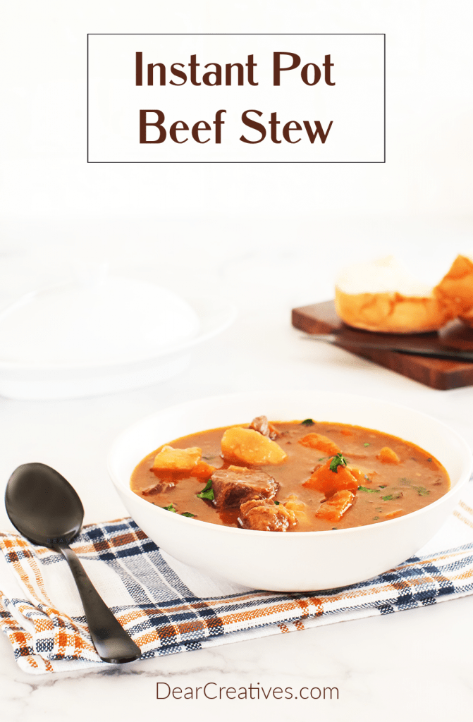 Instant Pot Beef Stew - It's easy to make beef stew in the Instant Pot. Grab the recipe and enjoy beef stew for dinner! © DearCreatives.com