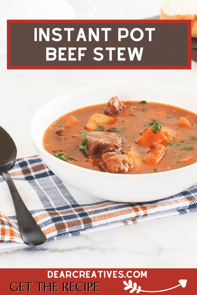 Instant Pot Beef Stew - Tender beef with potatoes and carrots make this stew so delicious! Make beef stew for dinner with this recipe at DearCreatives.com