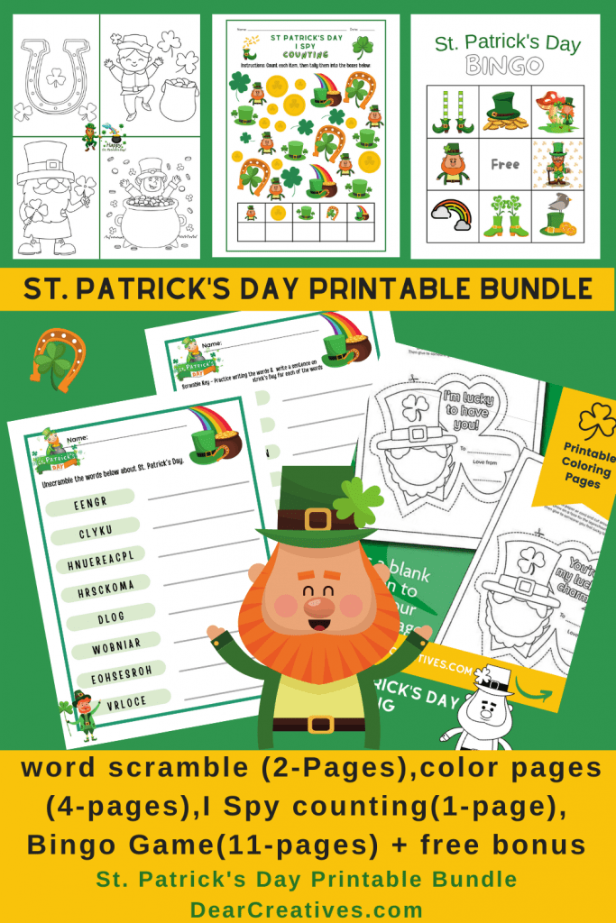 St. Patrick's Day Printables Bundle - Find out more and buy the bundle! ©2022 DearCreatives.com