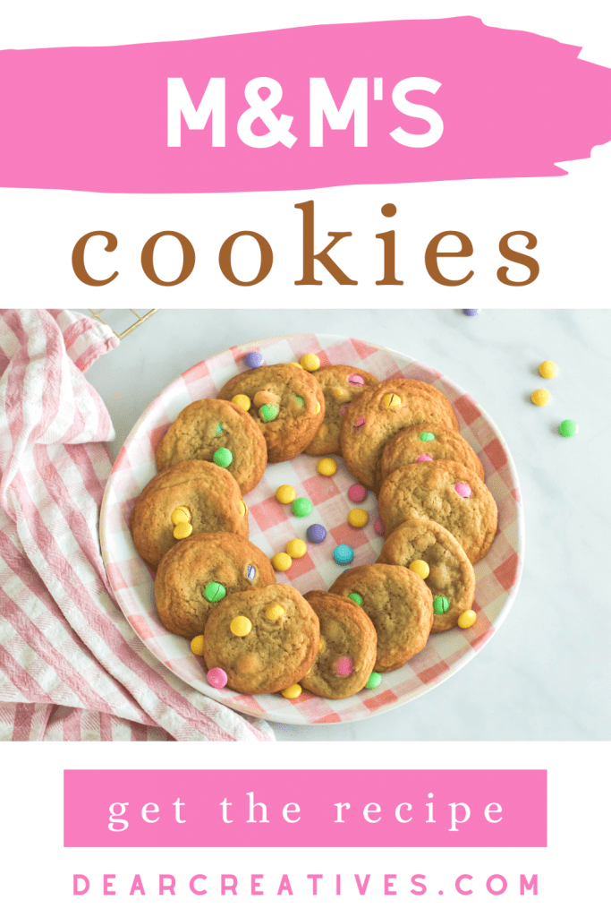 M&M's cookies - This is a small batch recipe for M&M's cookies. Use the cookies recipe for spring celebrations, for Easter cookies or for Mother's Day cookies. DearCreatives.com