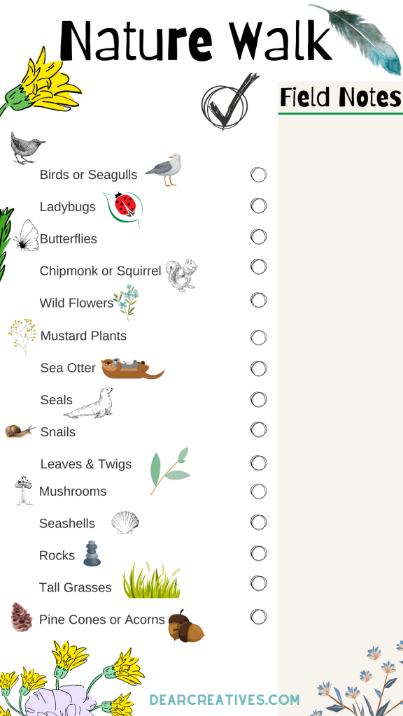 Printable Nature Scavenger Hunt -Printable Kids Activity - DearCreatives.com