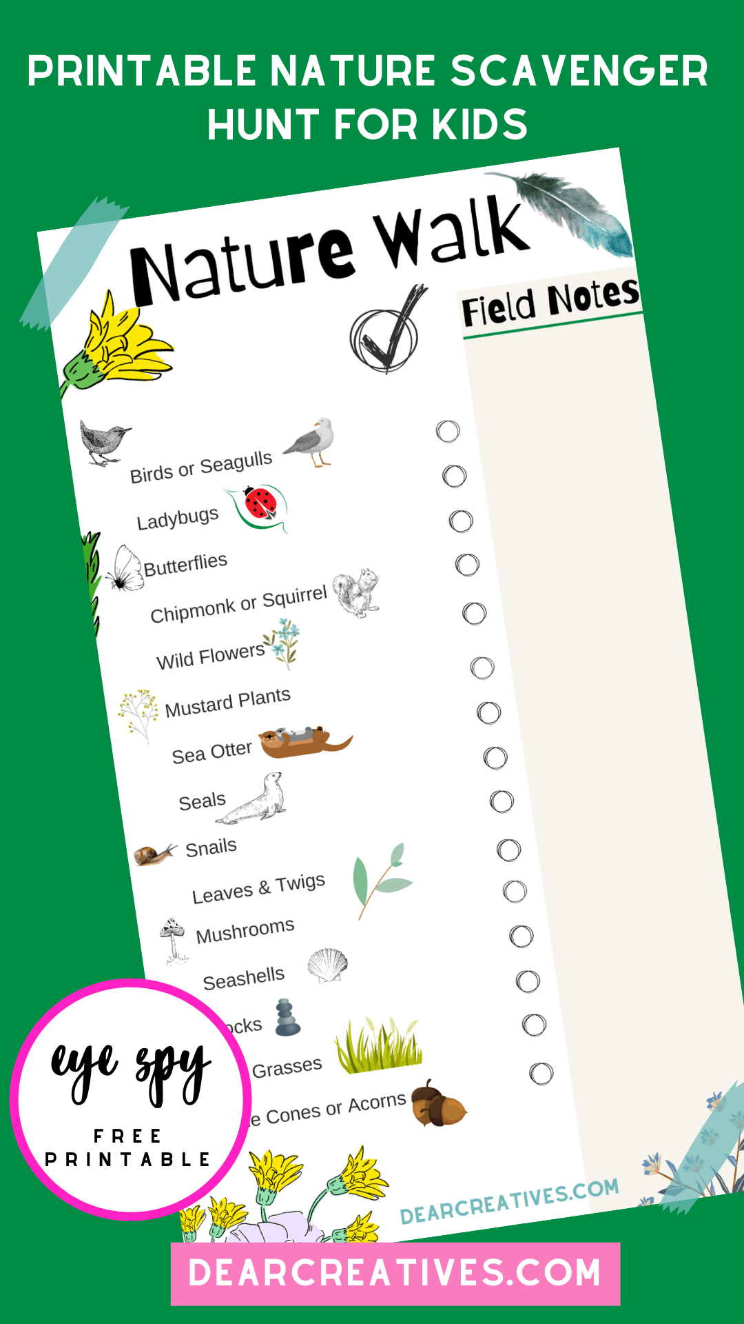 Printable Nature Scavenger Hunt Dear Creatives