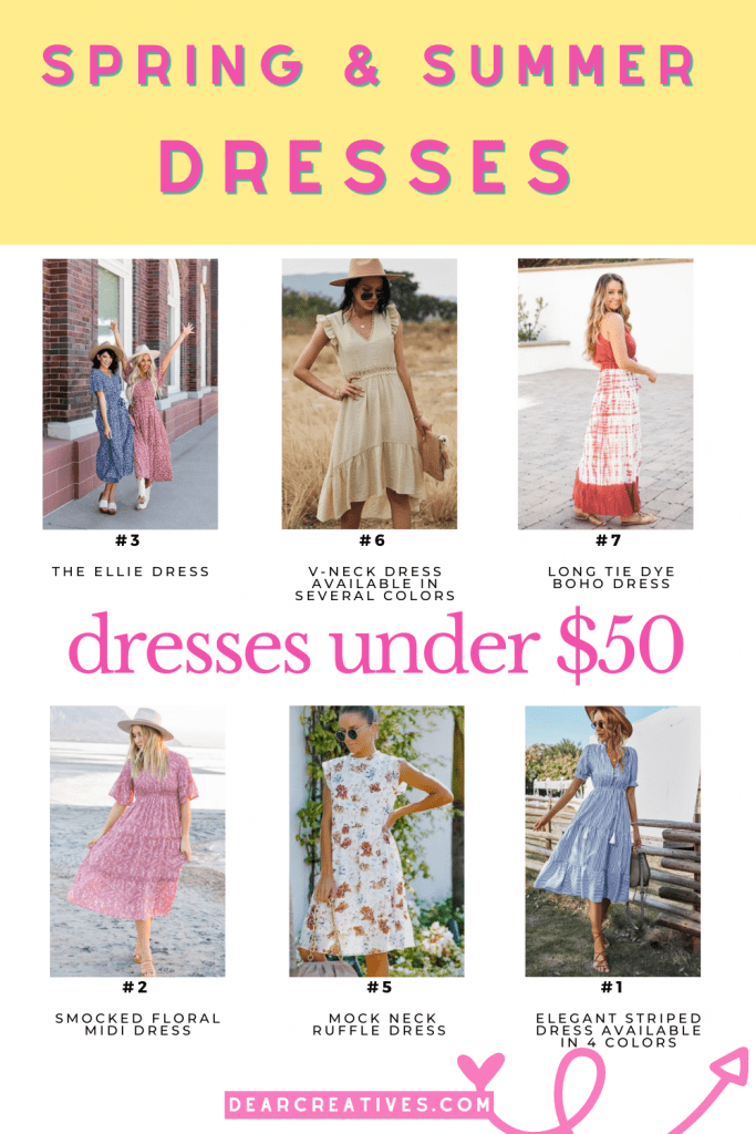 pring and Summer Dresses Under $50 - What to wear this spring What to wear this summer. Grab a dress from the list of cute dresses... Find out more at DearCreatives.com