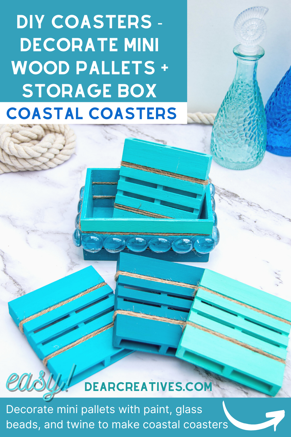 Ocean Style Diamond Painting Coasters - DIY Kit with Holder and Accessories