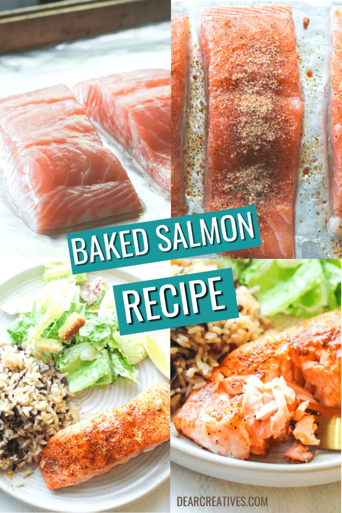 Sheet pan salmon baked in the oven - easy, less than 5 ingredients, 30-minute meal - DearCreatives.com