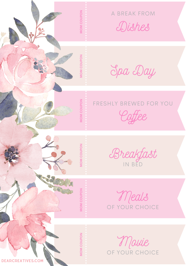 Mother's Day Coupons Printable Dear Creatives