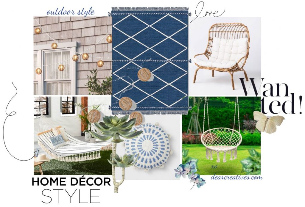 Outdoor home decor ideas - outdoor style - update your outdoor living spaces - create the perfect reading spaces and update patio or backyard furniture. Find out more at DearCreatives.com