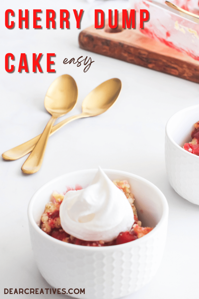Cherry Dump Cake - Easy recipe for cherry dump cake that is perfect any time you want a cherry dessert. Add whipped cream topping or vanilla ice cream! It's so good. DearCreatives.com