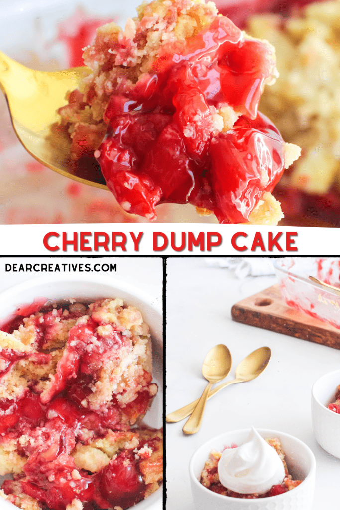 Cherry Dump Cake Recipe - Easy to make and bake in an 8 x 8 pan. DearCreatives.com