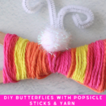 DIY Butterflies With Popsicle Sticks and Yarn - Butterfly Craft For Kids - With a few craft supplies make yarn butterflies on craft sticks! DearCreatives.com