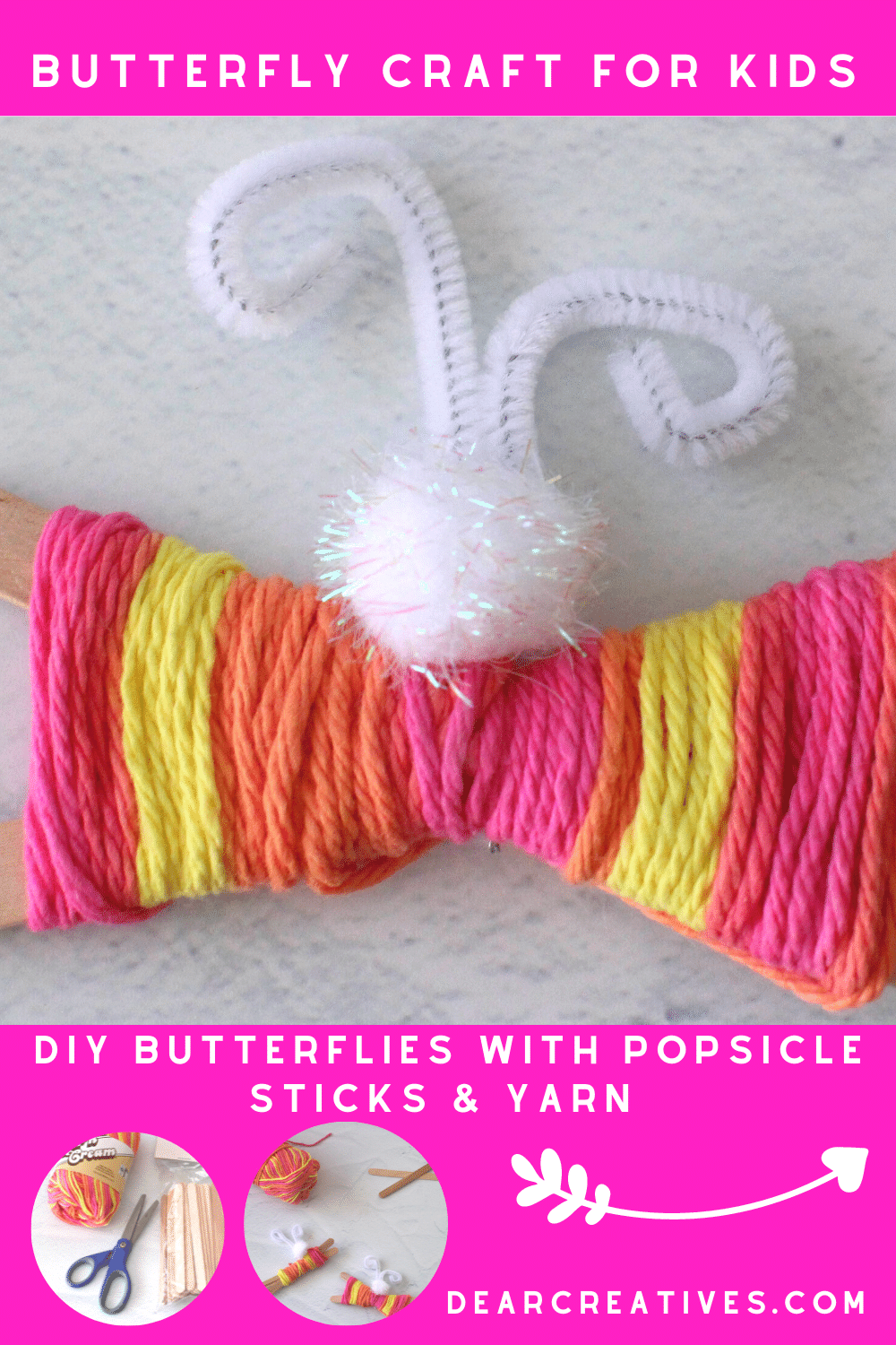 Butterfly Craft With Popsicle Sticks And Yarn