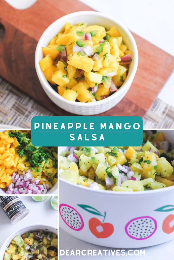 Pineapple Mango Salsa - Easy homemade salsa recipe that uses 6 ingredients, and its delicious... Print the recipe at DearCreatives.com