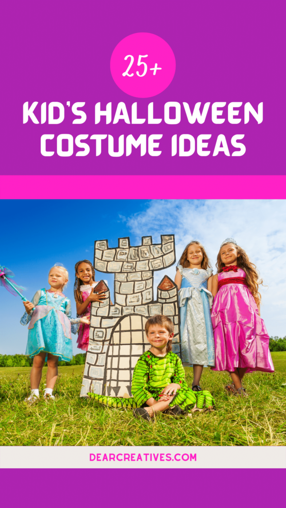 25+ Halloween costumes for kids to buy or DIY. Perfect for summer fun or planning Halloween costumes! See all the costume ideas for kids, teens, and adults at DearCreatives.com