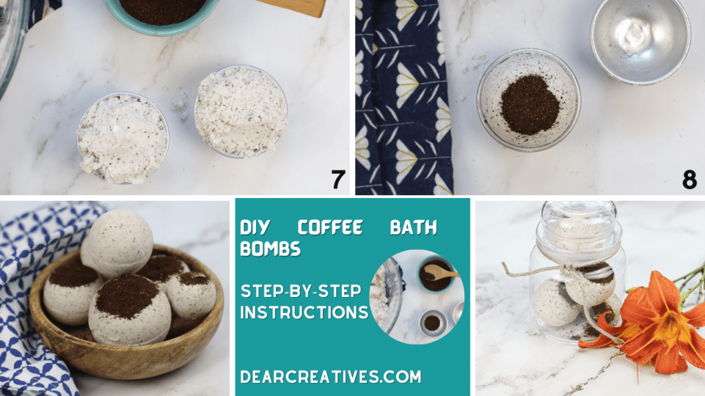 DIY Beauty Recipes - How To Make Coffee Bath Bombs - Step by step instructions with images. These make great DIY gifts or make them to use yourself to soak in the tub. DearCreatives.com