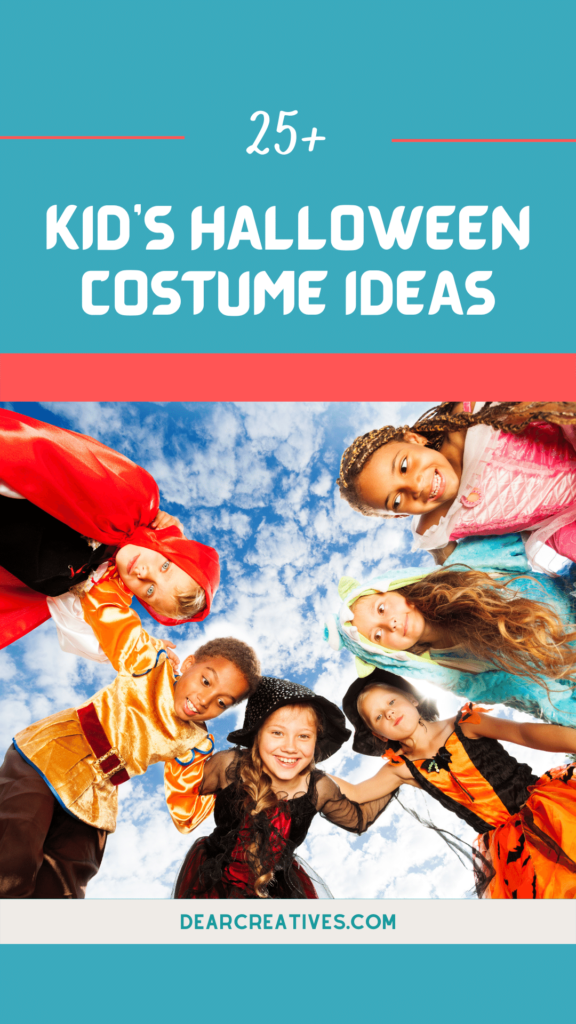 Kid's Halloween Costume Ideas - 25+ Halloween costumes to buy or DIY. See all the costume ideas for kids, teens, and adults at DearCreatives.com